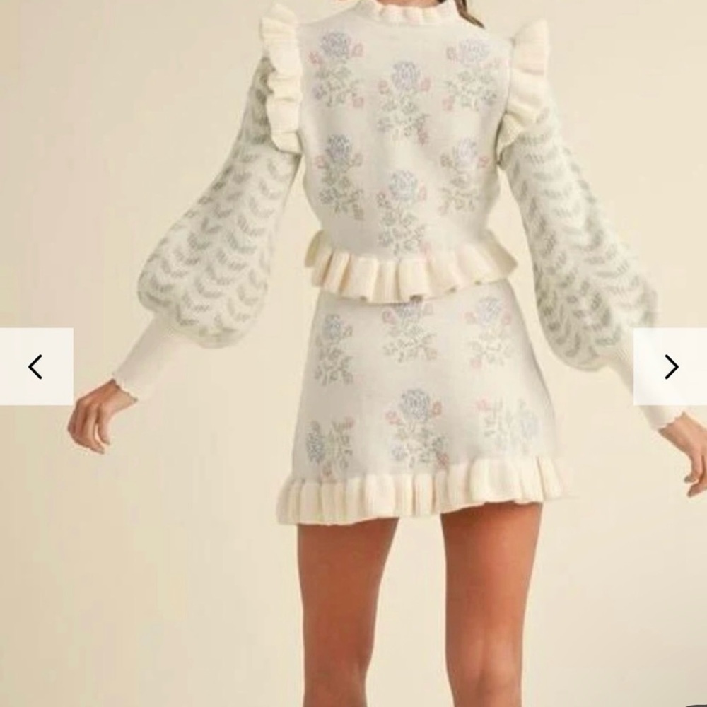 NWT Mabel Anthropologie Amelia Floral Knit Sweater & Skirt Set, Size Medium - Picture 2 of 16